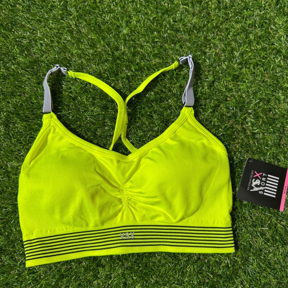 Victoria's Secret VSX Seamless Sports Bra Medium NWT Neon Yellow Racerback